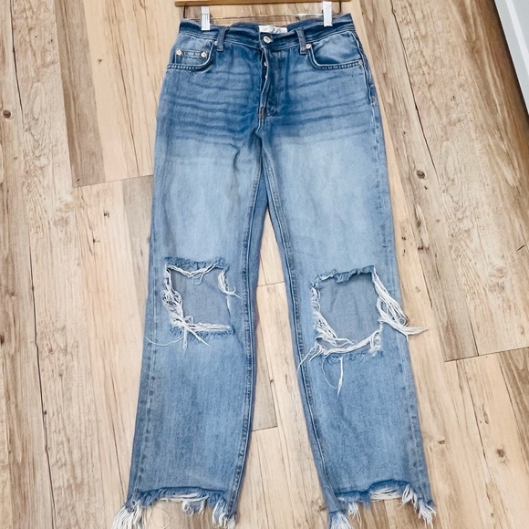 Free People Maggie Mid Rise Straight Leg Jeans cropped size 24 - Picture 5 of 9